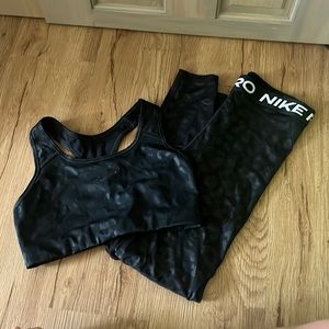 SOLD Nike pro dri flit black cheetah set